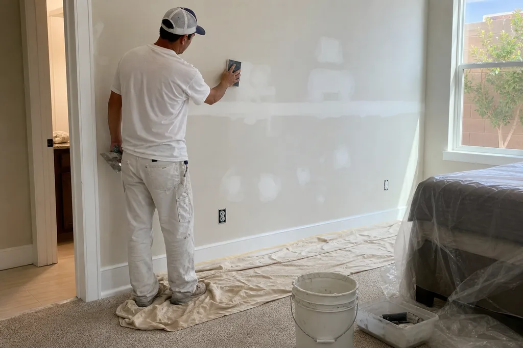 Drywall prep before interior painting in St. George, Utah