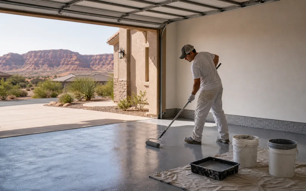 Concrete coating project on a St. George garage floor