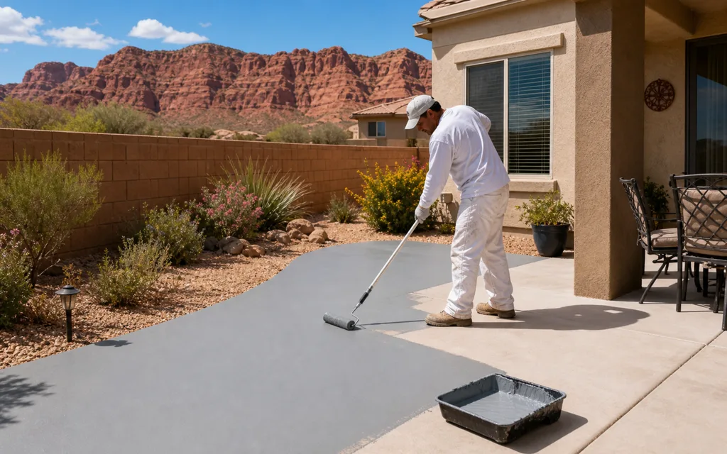 Concrete patio painting project at a St. George home